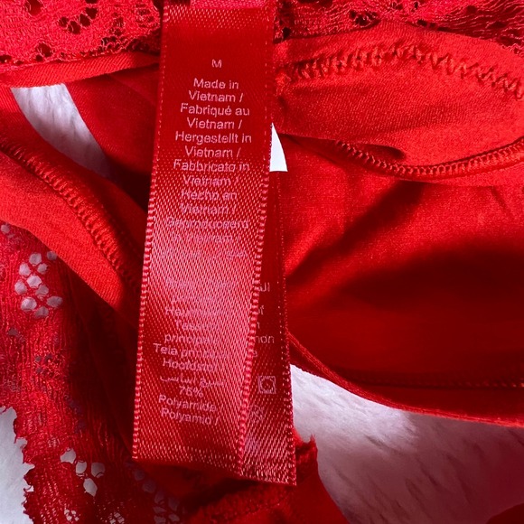 Skims Fits Everybody Lace Dipped Thong Cayenne Red PN-THG-9371 Womens Size M NEW - Picture 7 of 11
